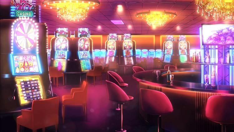 srimania slot game interface showing reels, paytable, and spin button on mobile